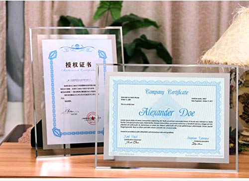 Cq acrylic 8.5x11 Glass Picture Frame,Silver Mirrored for Photo Display Stand on Tabletop,Pack of 2